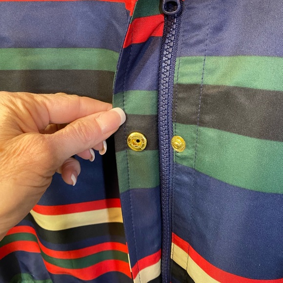 C Wonder Bright Stripe 3/4 Length Reversible (Navy)Jacket Pockets Adjust Waist - Picture 5 of 10